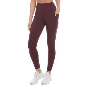 Danskin women’s High Rise Brushed Legging with Pockets, Black Cherry Medium